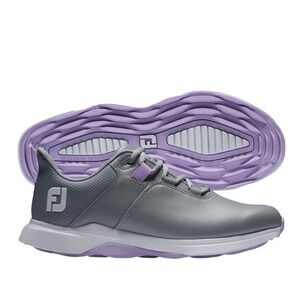 Ladies FootJoy Pro-Lite Golf Shoes Size 7 Wide Gray / Purple Spikeless Walk FJ